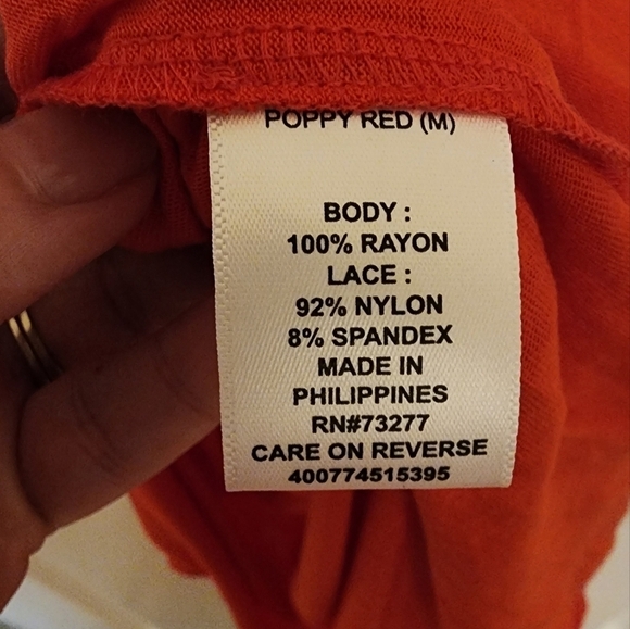 ELLE Orange Collared Lace Overlay Sleeveless Collared Blouse Size M - Picture 5 of 10